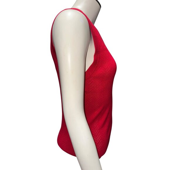 Ann Taylor XS Red Silk Knit Sleeveless Top Vintage Minimalist Tank Classic Chic - Picture 4 of 13